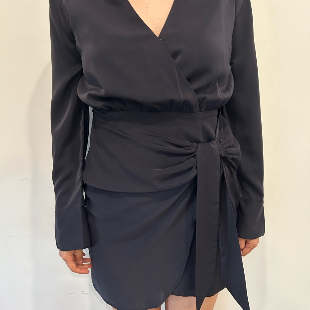 Abercrombie and Fitch Elegant Black Wrap Dress XS Polyester